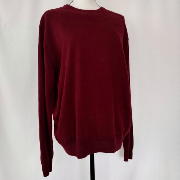 Jos A Bank Maroon Crew Neck Merino Wool Blend Sweater - Picture 3 of 11